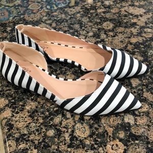 Black & White Striped d'orsay flats
